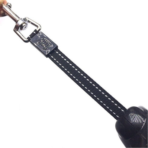 Retractable Dog Leash with Nylon Ribbon Lead for Small & Medium Breeds, Durable, No Tangle, 10-feet Long, Supports up to 25-pound (Small, Black)