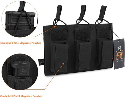 KRYDEX Triple/Double/Single Open-Top Mag Pouch for 5.56 .223 Magazine with 1911 HK45 Glock 9mm Pouch
