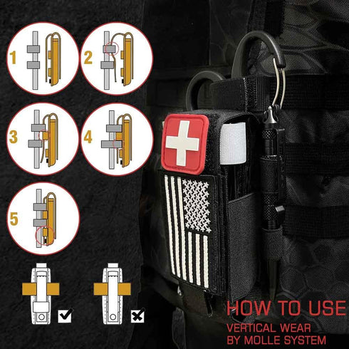 Upgrade 1000D Heavy Duty Tactical Molle Tourniquet Holder, Laser Cut Molle Pouch for Tourniquet
