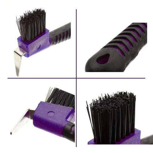 Horse Hoof Pick Brush with Soft Touch Handle, Purple