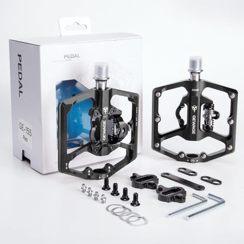 Mountain Bike Pedals - Dual Function Bicycle Flat and Clipless Pedals, 9/16" Compatible with SPD for Road Mountain BMX