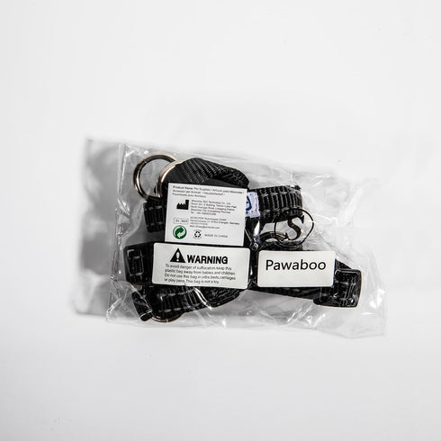 Pawaboo Dog Muzzle, Adjustable Head Halter Collar, Reflective Nylon, Anti-Biting Control, Small Size, Black