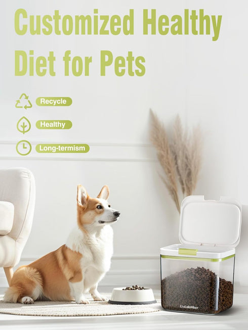5.8lbs/98OZ/5.3qt 5.5L LivLab Mker Airtight Dog food storage container with lids,Dog Treat Container With Measuring
