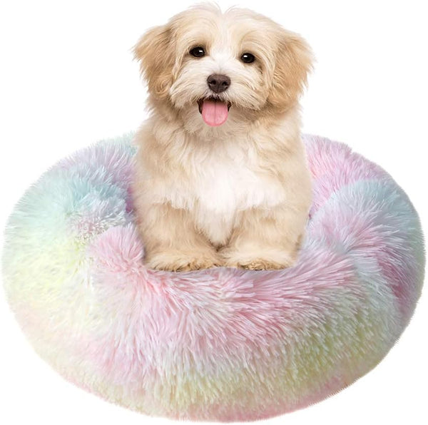 Otoez Kitten Puppy Bed, Extra Small Round Dog Cat Anti Anxiety Plush Bed with Non-Slip Waterproof Bottom