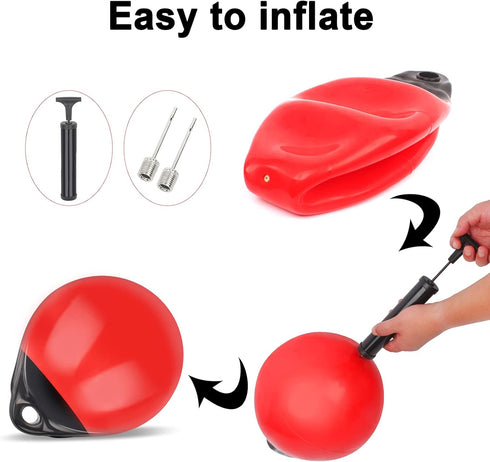 YLVERX Pair of Boat Mooring Buoys, Marine Grade Inflatable Vinyl Round Pontoon Boat Fenders Ball, Boat Bumpers