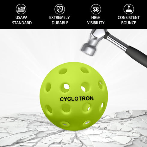 6-Pack 40 cyclotron Premium Pickleball Balls - USAP Approved, Holes Outdoor/Indoor Pickle Balls with Bag, Perfectly