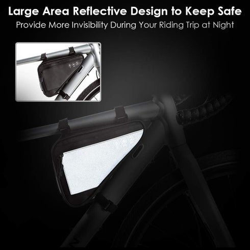 WOTOW Bike Frame Storage Bag, Water Resistant Reflective Triangle Bag with Two Side Pockets for Mountain Road Bike