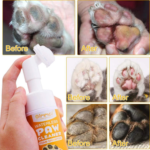 Clean Paws - Portable No-Rinse Foaming Cleanser Paw and Foot Cleaner, Gentle pH Balanced for All Dogs and Cats