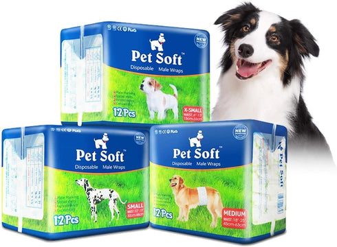 Pet Soft Disposable Male Dog Wraps - Dog Diapers for Male Dogs,