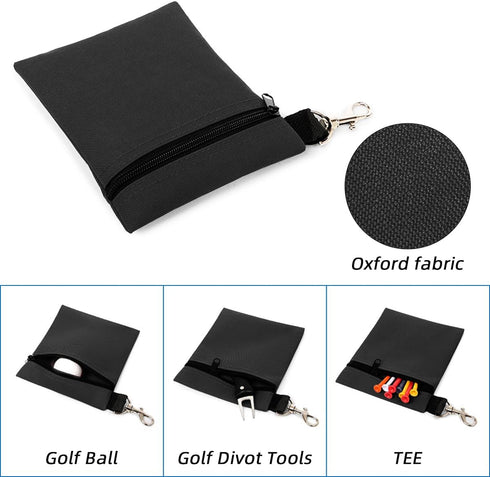 Scott Edward Golf Tee Pouch Travel Gear with Zipper for Golf Accessories, Clips to Bag