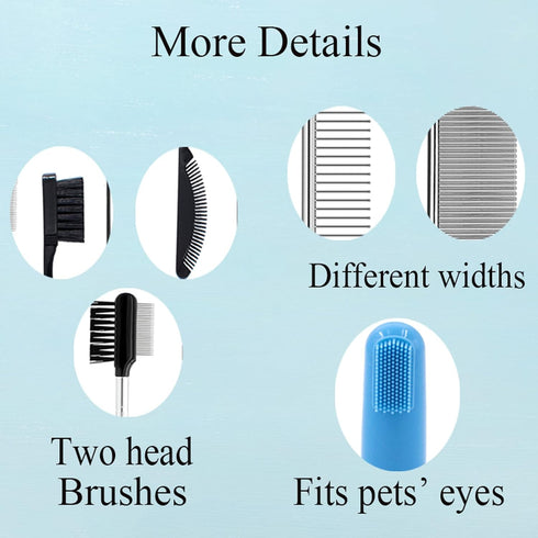 Tear Stain Remover Combs for Pets, Stainless Steel Eye Brush Tools, Durable Flea and Lice Removing Set for Dogs, Cats