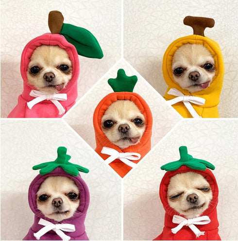 XIAOYU Apple Pet Clothes, Christmas Dog Fruit Hoodie, Fleece Sweater for Halloween Cosplay Party - Size S