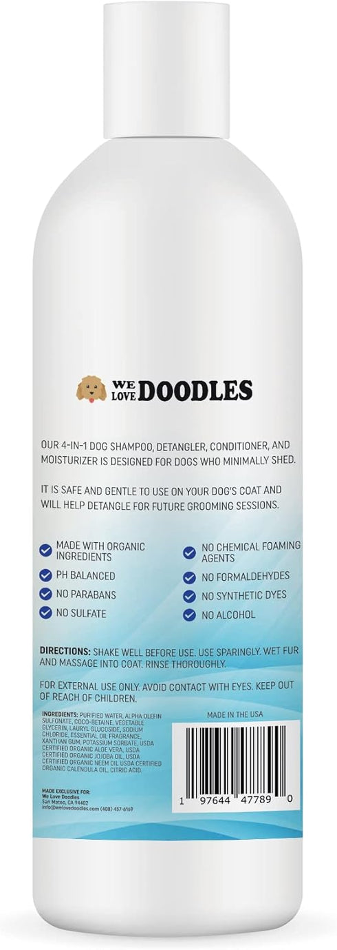 USDA Organic Dog Shampoo, Conditioner & Detangler - Best for Goldendoodles, Poodles, Sensitive Skin, 16OZ
