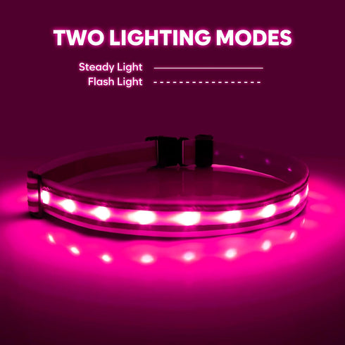 LED Running Belt - USB Rechargeable LED Waistband, High Visibility Elastic Waist Safety Light for Running, Cycling, Camping, Walking, etc