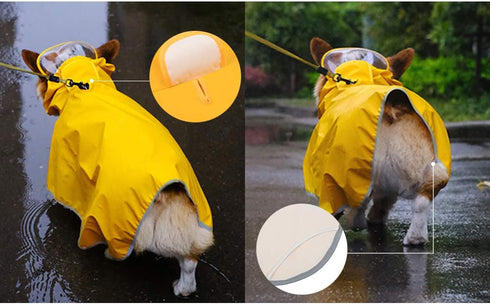 Dog Raincoat with Hood for Medium Dog - Luccalily Waterproof Jacket with Reflective Strip, Adjustable Belly Strap