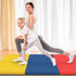 6 2 2 GYMAX Folding Gymnastics Mat, Tri-fold x x Exercise Mat with Carrying Handles, Waterproof PU Leather, Hook & Loop