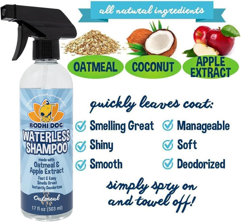 Bodhi Dog Waterless Shampoo, Natural Dry Shampoo for Dogs & Cats, No Rinse Required, Vet Approved, 17 Fl Oz