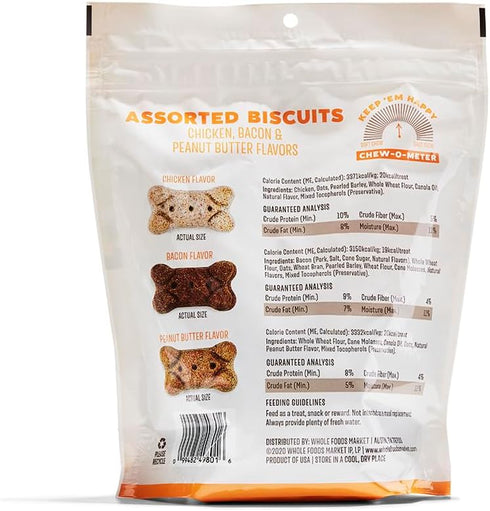 Whole Paws, Peanut Butter, Bacon & Chicken Assorted Dog Biscuits, 14 OZ