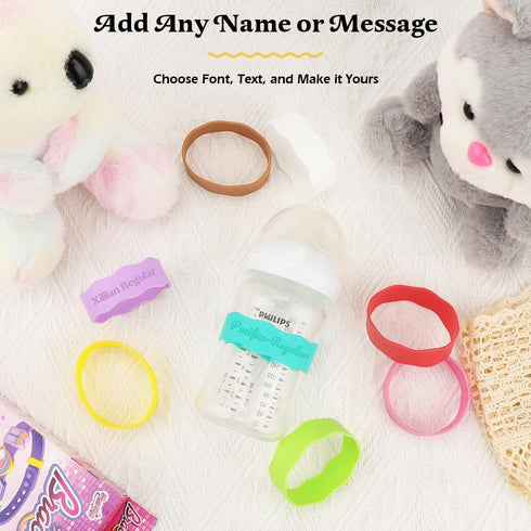 WALLFID (1 Personalized Baby Bottle Name Labels,Custom Silicone Baby Bottle Labels,Reusable Daycare Identification