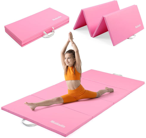Matladin Folding Gymnastics Mat for Kids, 6'x3'x1"/8'x3'x1" PU Leather Gym Exercise Mats for