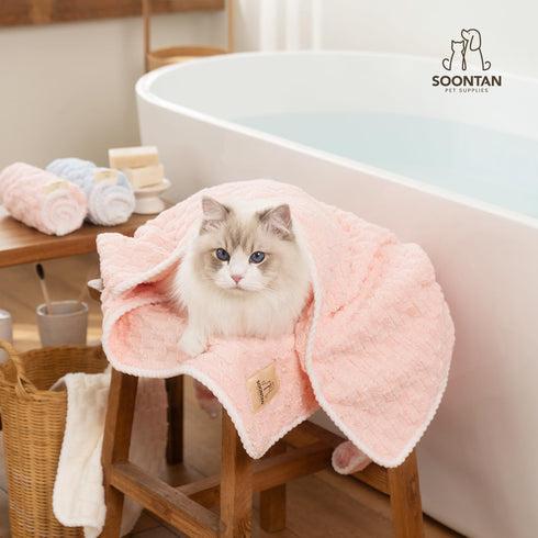 Microfiber Dog and Cat Towel Set, Quick-Dry Bath and Grooming Towels for Pets, Includes 2 Different Sized Towels