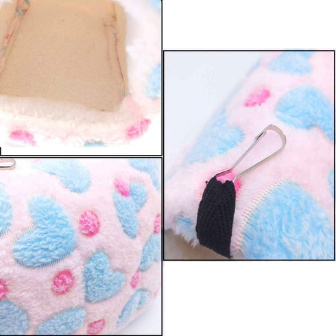 SEIS Brown Hamster Love Pattern Hammock, Cotton Nest for Small Pets, Chinchillas, Hedgehogs, and Guinea Pigs (L)