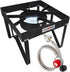 GasOne B-5200K Outdoor Cooker, High Pressure Propane Burner Camp Stove with Steel Braided Hose