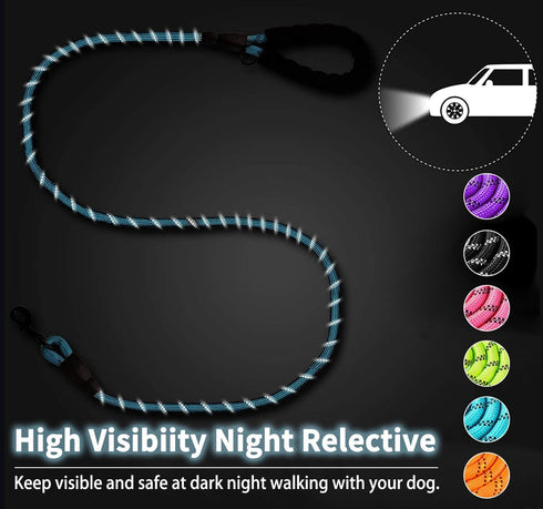 COOYOO Dog Leash 5/6 FT - Comfortable Padded Handle with Highly Reflective Threads for Small Medium and Large Dogs