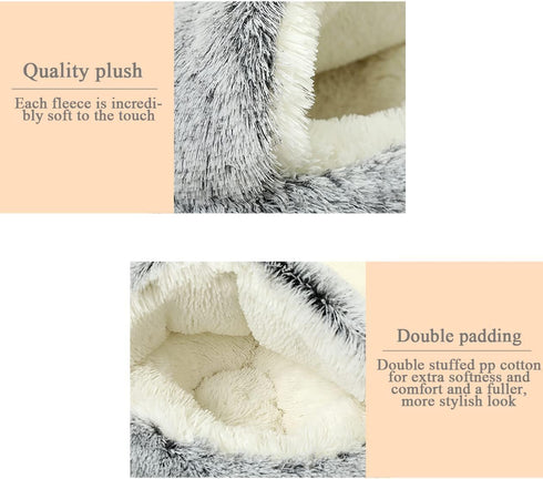Small Dog Bed, Donut Cuddler Nest Warm Soft Plush Faux Fur Washable Dog Bed, Non-Slip Bottom for Medium Small Dogs,