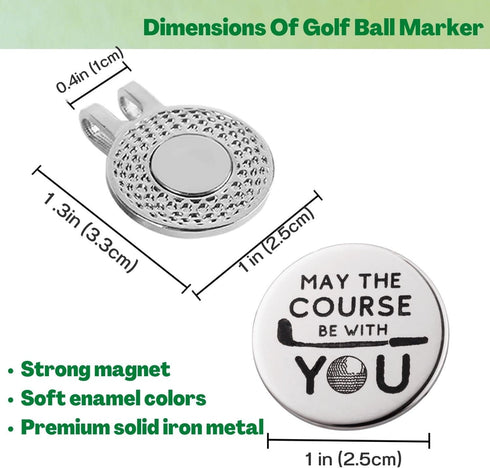 Funny Golf Ball Marker with Magnetic Hat Clip, Perfect Gift for Men or Women - Golf Accessories for Men or Women, Silver