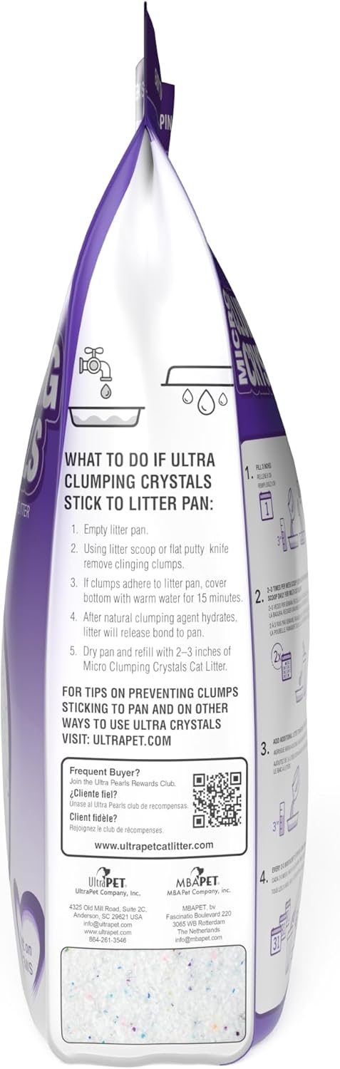 Ultra Pet Clumping Crystal Cat Litter, 5 Lbs - White Crystals with Multicolor Crystals