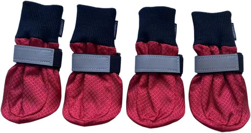Winter Paw Protector Dog Boots - Waterproof Soft Sole and Nonslip, Set of 4, Color Red, Size Small
