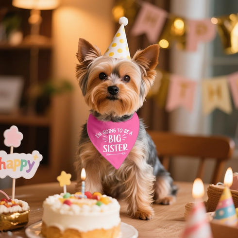 ZBBFSCSB I'm Going to Be A Big Sister Pink Dog Bandana, Pregnancy Announcement Gender Reveal Birthday Party Photoshoot