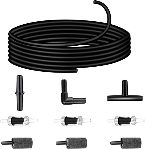 Aquarium Air Pump Accessories Set, 9.84/26.25/101.71 Feet Airline Tubing Hose, Check Valves, Air Stones