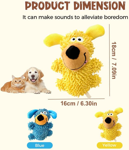 Squeaky Dog Plush Toy, Cute Cartoon Dog Chew Toy with Built-in Squeaker, Soft Plush Interactive Puppy Toy for Teething