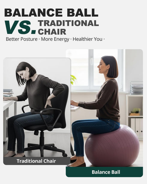 Trideer Exercise Ball Yoga Ball,Office Seating & Balance Ball Chair, Stability Ball for Pilates, Physical Therapy,Core