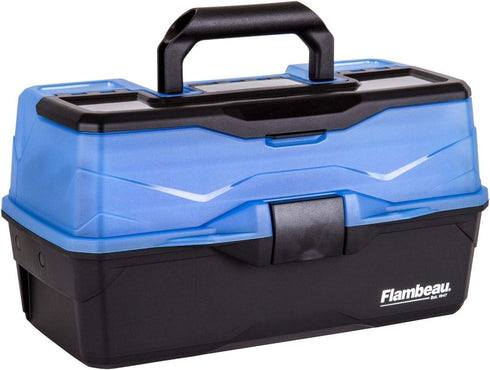Flambeau Outdoors 6383FB Classic Tray Tackle Box, 3-Tray Portable Tackle Organizer, Frost Blue/Black