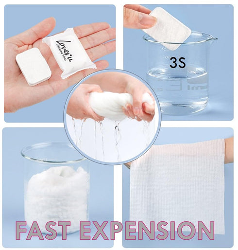 Premium Disposable Washcloths (40pcs) - Portable Pure Cotton Compressed Towels for Face & Hand Washing, Travel Ready