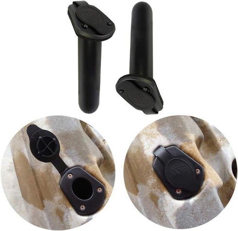 Kayak Fishing Flush Mount Rod Holders, Deck Plastic Pole Holder with Cap Cover and Screws, 2 Pcs