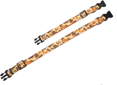 Dog Collar, Adjustable Nylon Camouflage Collar, 1 Inch Wide for Large Medium Dog (Orange)