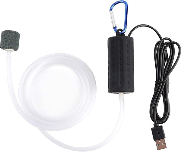 USB Aquarium Air Pump, Ultra Durable & Quiet Nano Air Pump, Small Bubbler for Fish Tank with Air Stone and Silicone Tube