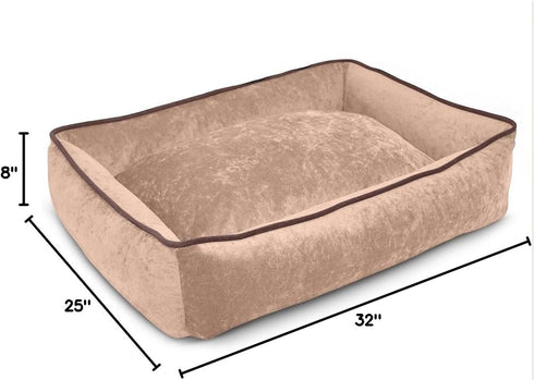 PUP IQ Smart Pup Sand Lounger Dog Bed, Large, Classic Beige, Waterproof Crypton Fabric, Machine Washable