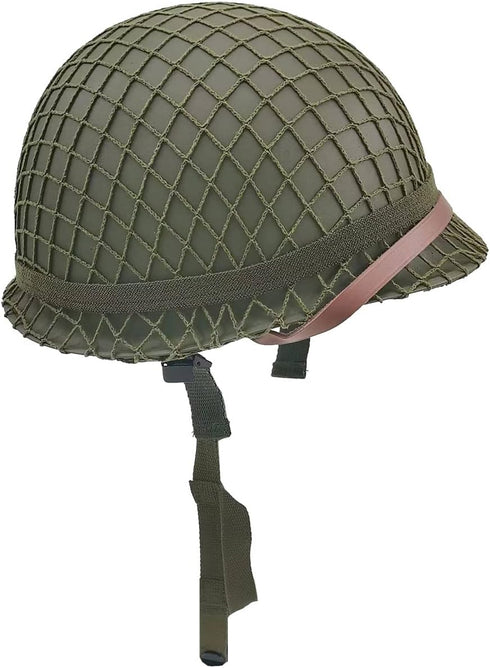 WW2 US Army M1 Helmet, Metal Steel Shell Replica, WW2 Gear, Uniform with Net/Canvas Chin Strap, DIY Painting