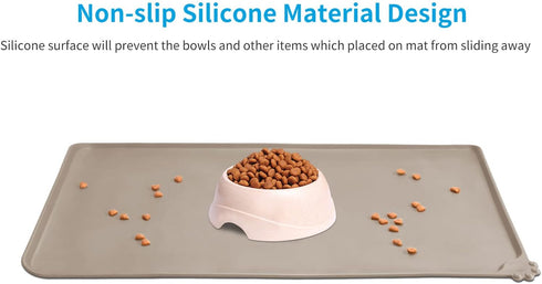 AUDWUD Silicone Waterproof Pet Feeding Mats, Anti-Slip Bowl Pad for Dog Food and Water