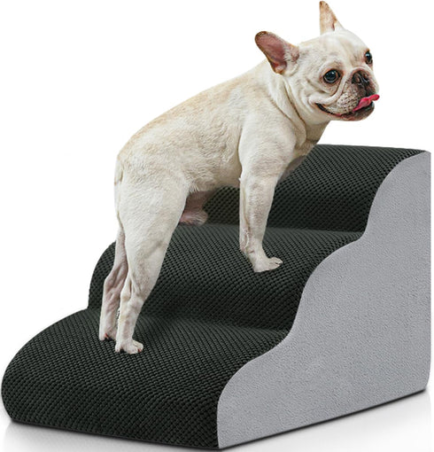 BOMOVA 3-Step Dog Stairs to Bed, Non-Slip Steps for High Bed and Couch, Indoor Pet Steps, Grey, 2/3/4/5 Steps
