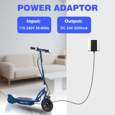 KAVCENT 24V MX350 MX400 PR200, E100 E200 E300 E500 24V 2000mA Electric Scooter Razor Charger for Razor Dirt Bike Dirt