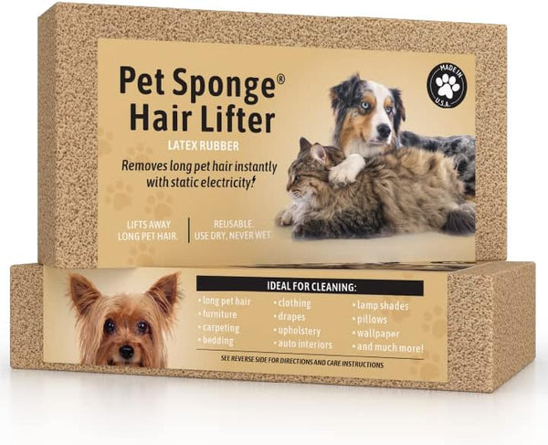 Pet Sponge Hair Lifter 3 Pack, Remove Dog and Cat Hair from Furniture, Carpet, Bedding, Clothing - All Natural Latex