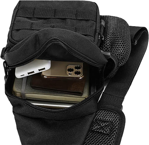 NuCamper Tactical Sling Bag Pack, Military Molle EDC Rover Shoulder Sling Backpack for Men, Black