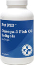Pet MD Omega 3 Fish Oil Supplement for Dogs - 180 Softgels for Skin and Coat Support