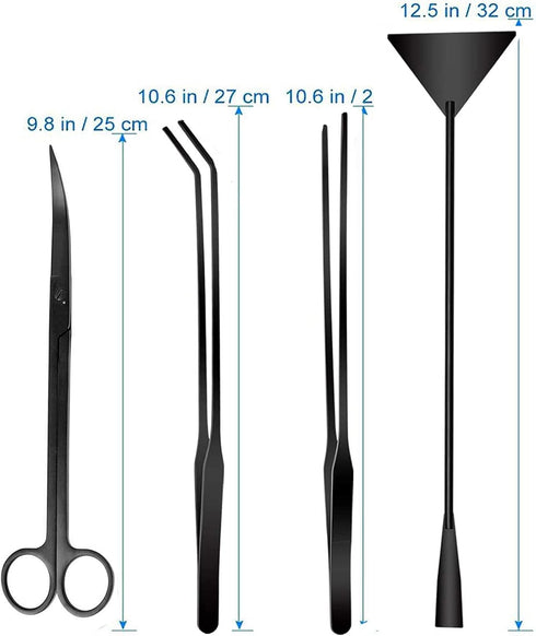 Aquarium Scissor Tweezers Spatula Tool - 4 in 1 Stainless Steel Aquascaping Tools Set for Fish Tanks